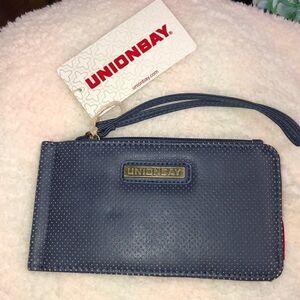 Unionbay Travel Padded Faux Leather Double Zip Wallet Passport Card Holder